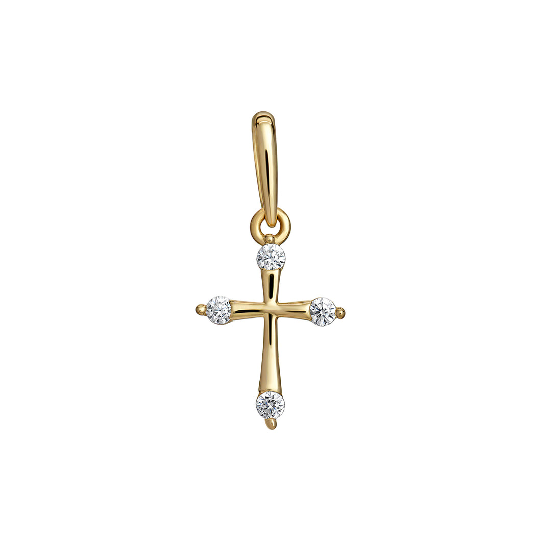 9ct Yellow Gold CZ Cross Pendant SKU 1512211