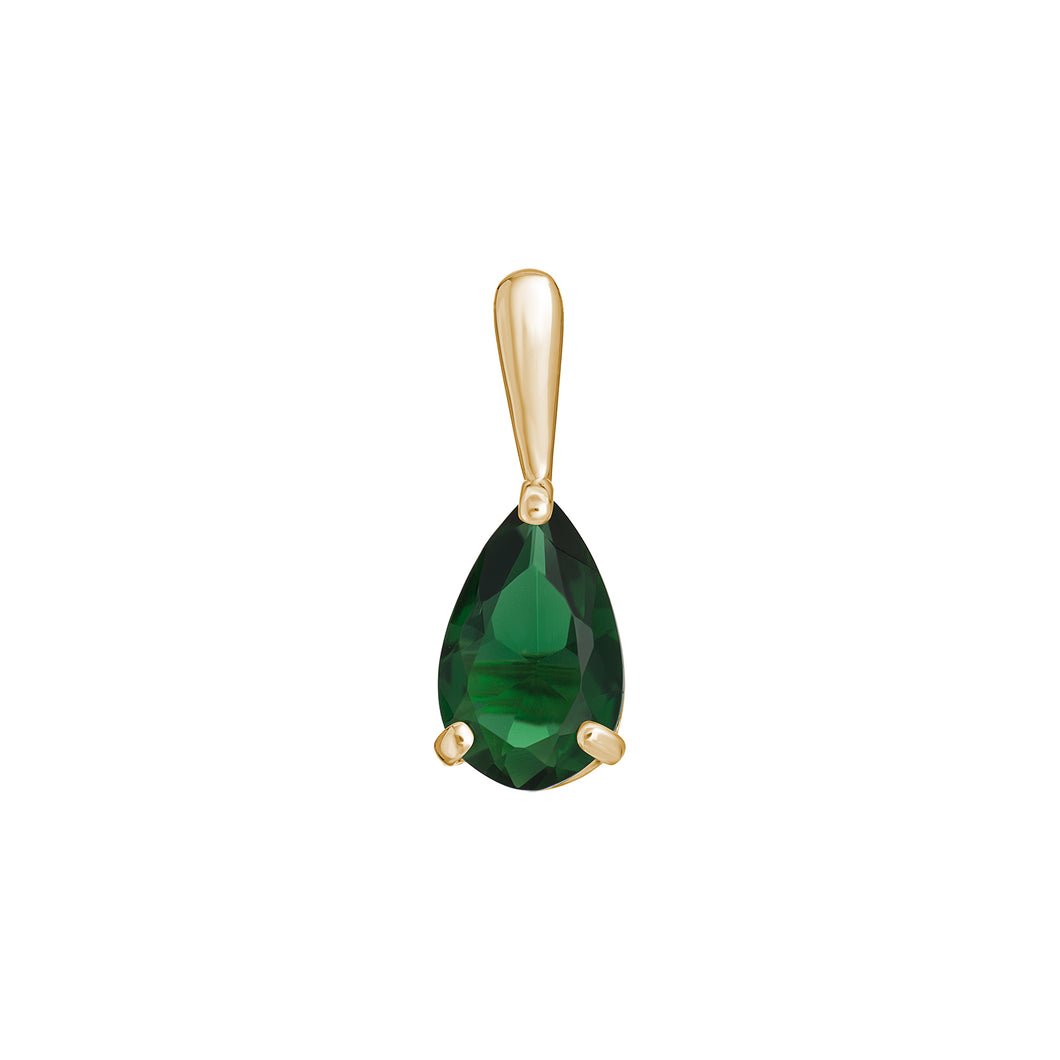 9ct Yellow Gold Green CZ Pear Shape Pendant SKU 1512213