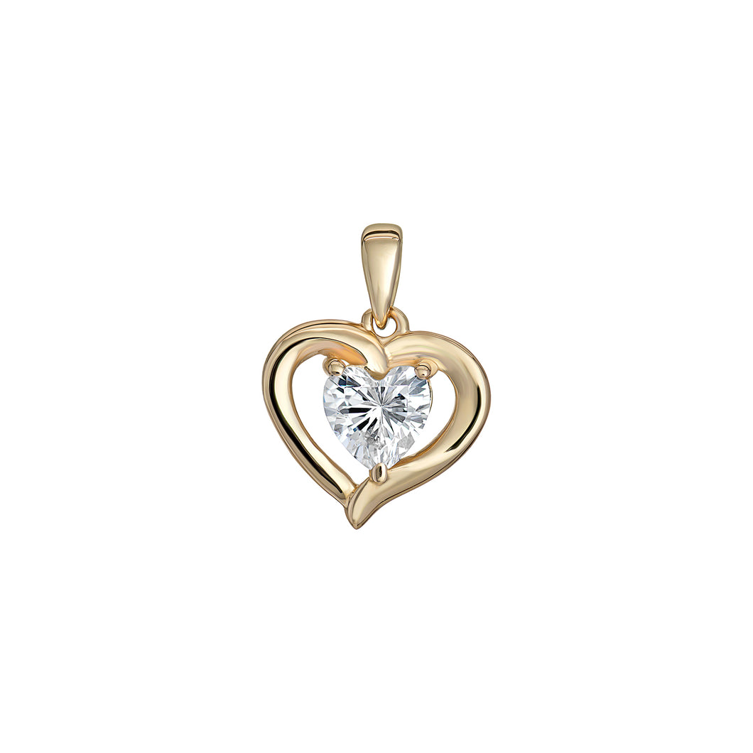 9ct Yellow Gold CZ Heart Pendant SKU 1512214