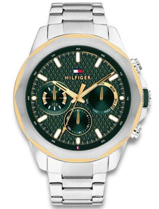 Tommy Hilfiger Gents Watch, Stainless Steel Silver Tone Strap, Green Multi Dial SKU 4016302