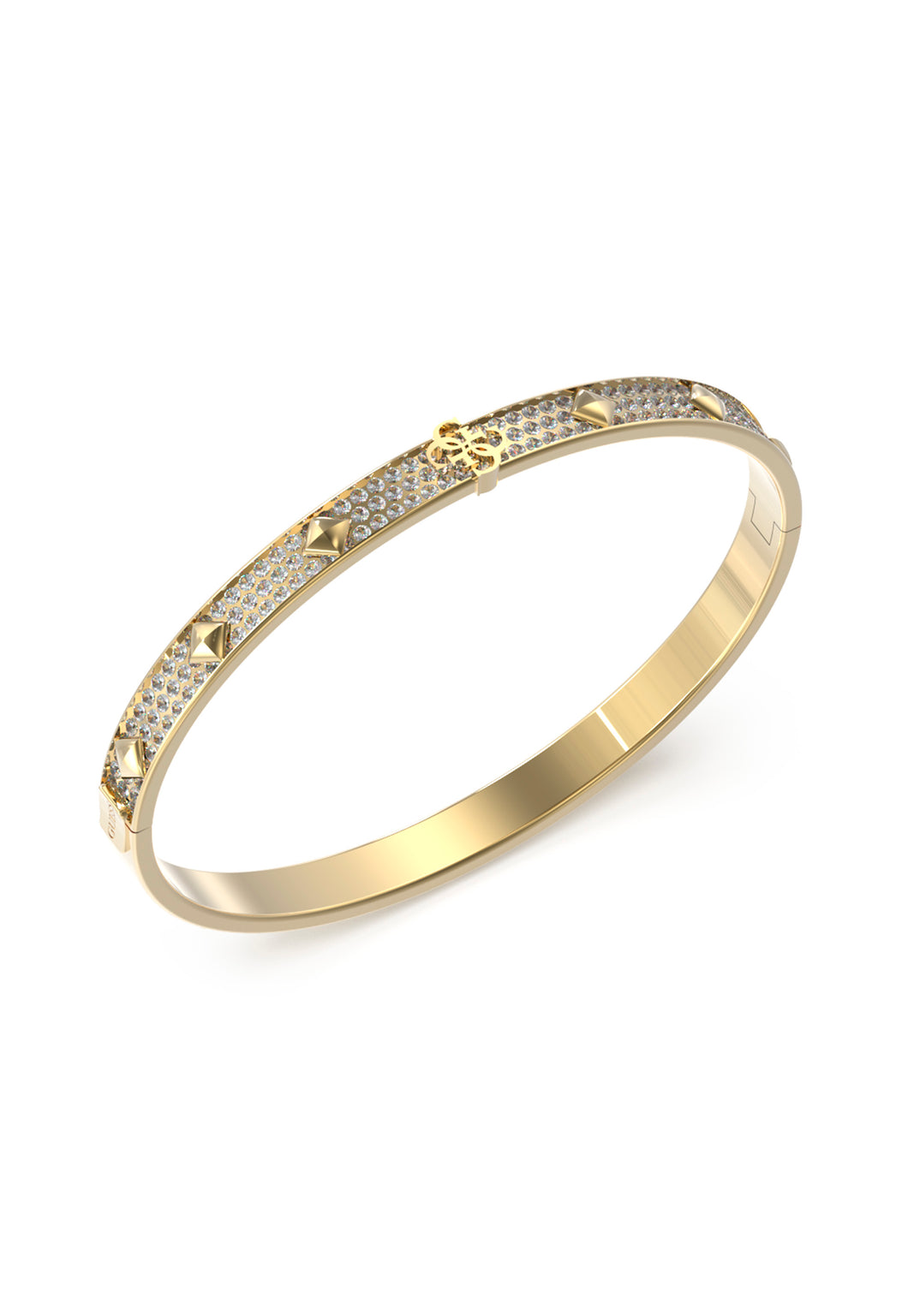 Guess Steel Gold Tone CZ 4G Logo Bangle SKU 3001519