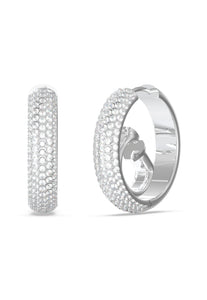 Guess Steel Silver Tone Crystal Hoop Earrings SKU 3001521