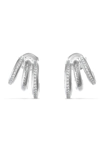 Guess Steel Silver Tone Triple Hoop Earrings SKU 3001522