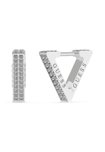 Guess Steel Silver Tone Crystal Earrings SKU 3001523
