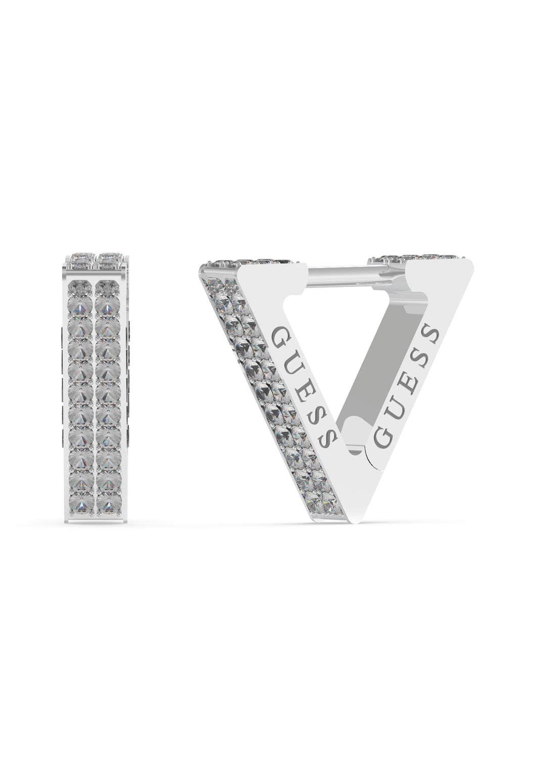 Guess Steel Silver Tone Crystal Earrings SKU 3001523