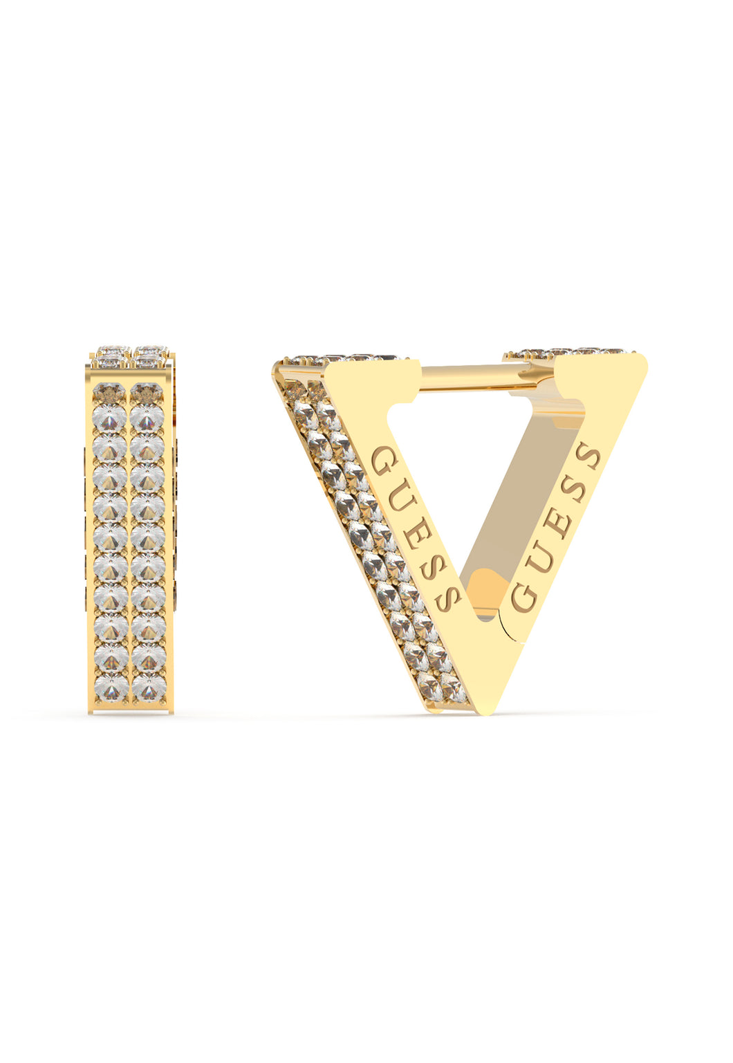 Guess Steel Gold Tone Crystal Earrings SKU 3001524