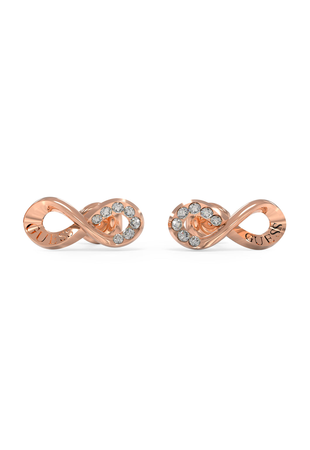 Guess Steel Rose Tone Infinity Stud Earrings SKU 3001530