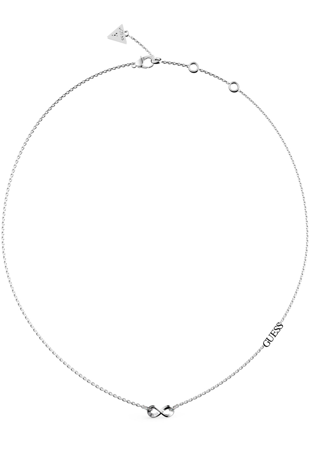 Guess Steel Silver Tone Infinity Logo Necklace SKU 3001531