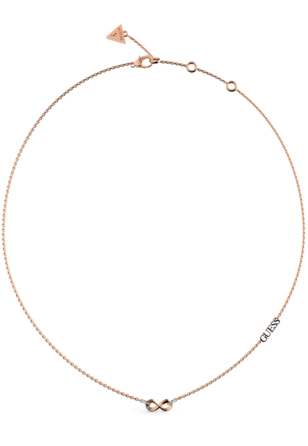 Guess Steel Rose Tone Infinity Logo Necklace SKU 3001532