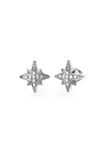 Guess Steel Silver Tone Star Stud Earrings SKU 3001535
