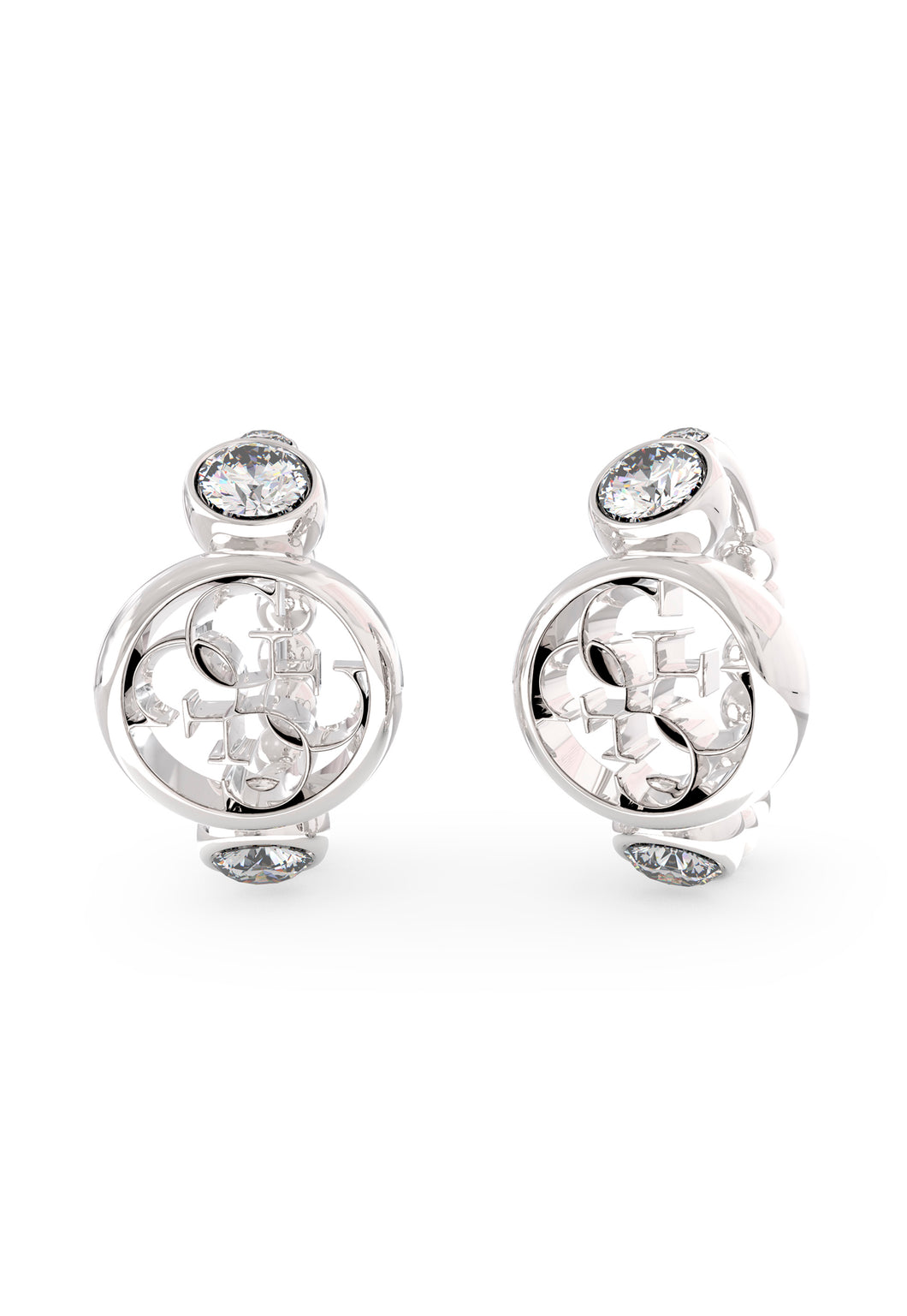 Guess Steel Silver Tone 4G Logo Earrings SKU 3001549