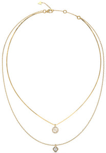 Guess Stainless Steel Gold Tone Double Row 4G &amp; Crystal Necklace SKU 3001556