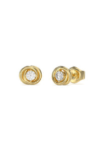 Guess Stainless Steel Gold Tone Stone Set Knot Stud Earrings SKU 3001563