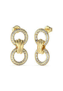 Guess Stainless Steel Gold Tone Double Circle and Knot Drop Earrings SKU 3001566
