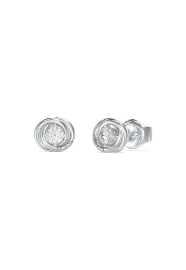 Guess Stainless Steel Silver Tone Stone Set Knot Earrings SKU 3001567