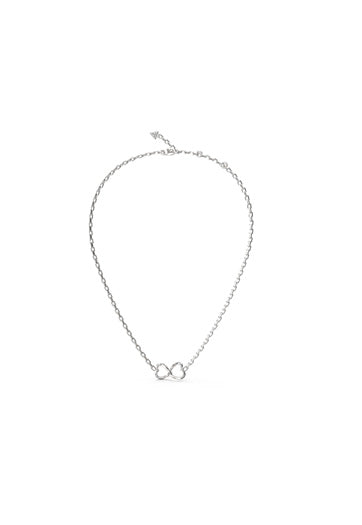 Guess Stainless Steel Silver Tone Double Heart Necklace SKU 3001589