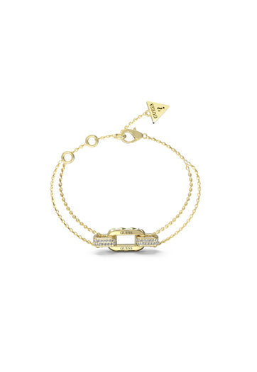 Guess Stainless Steel Gold Tone Oblong Link Stone Set Bracelet SKU 3001593