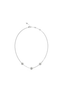 Guess Stainless Steel Silver Tone Triple Flower Necklace SKU 3001601