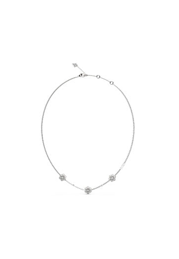 Guess Stainless Steel Silver Tone Triple Flower Necklace SKU 3001601