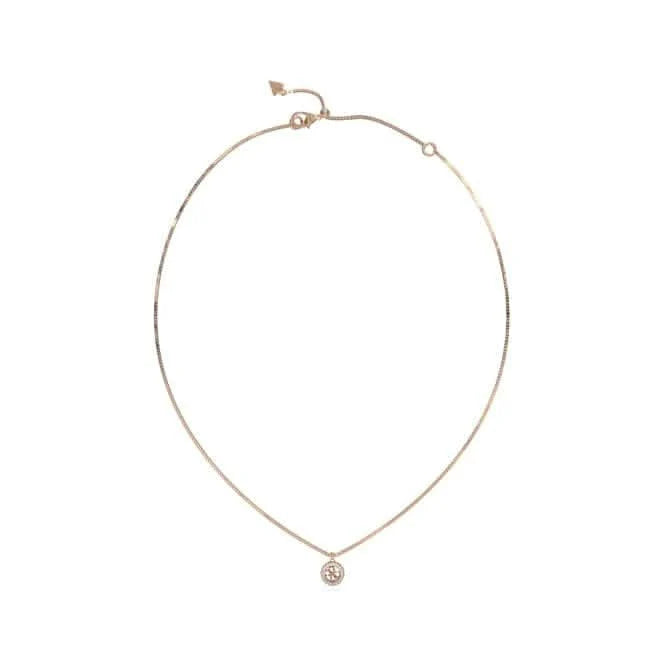 Guess Necklace Stainless Steel Rose Tone Stone Set SKU 3001643