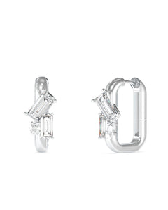 Guess Stainless Steel Silver Tone Multi CZ Mini Hoop Earrings SKU 3001646