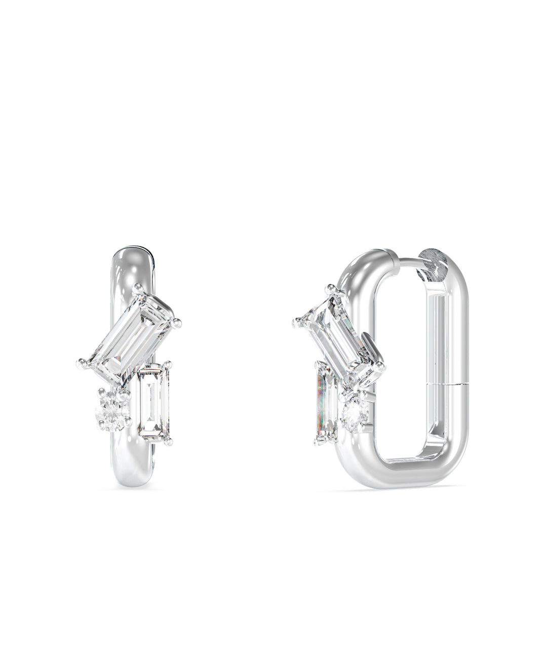 Guess Stainless Steel Silver Tone Multi CZ Mini Hoop Earrings SKU 3001646