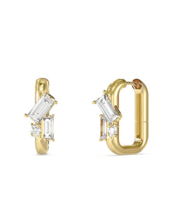 Guess Stainless Steel Gold Tone Multi CZ Mini Hoop Earrings SKU 3001647