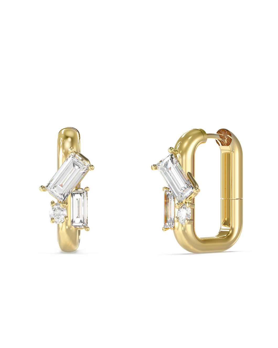 Guess Stainless Steel Gold Tone Multi CZ Mini Hoop Earrings SKU 3001647