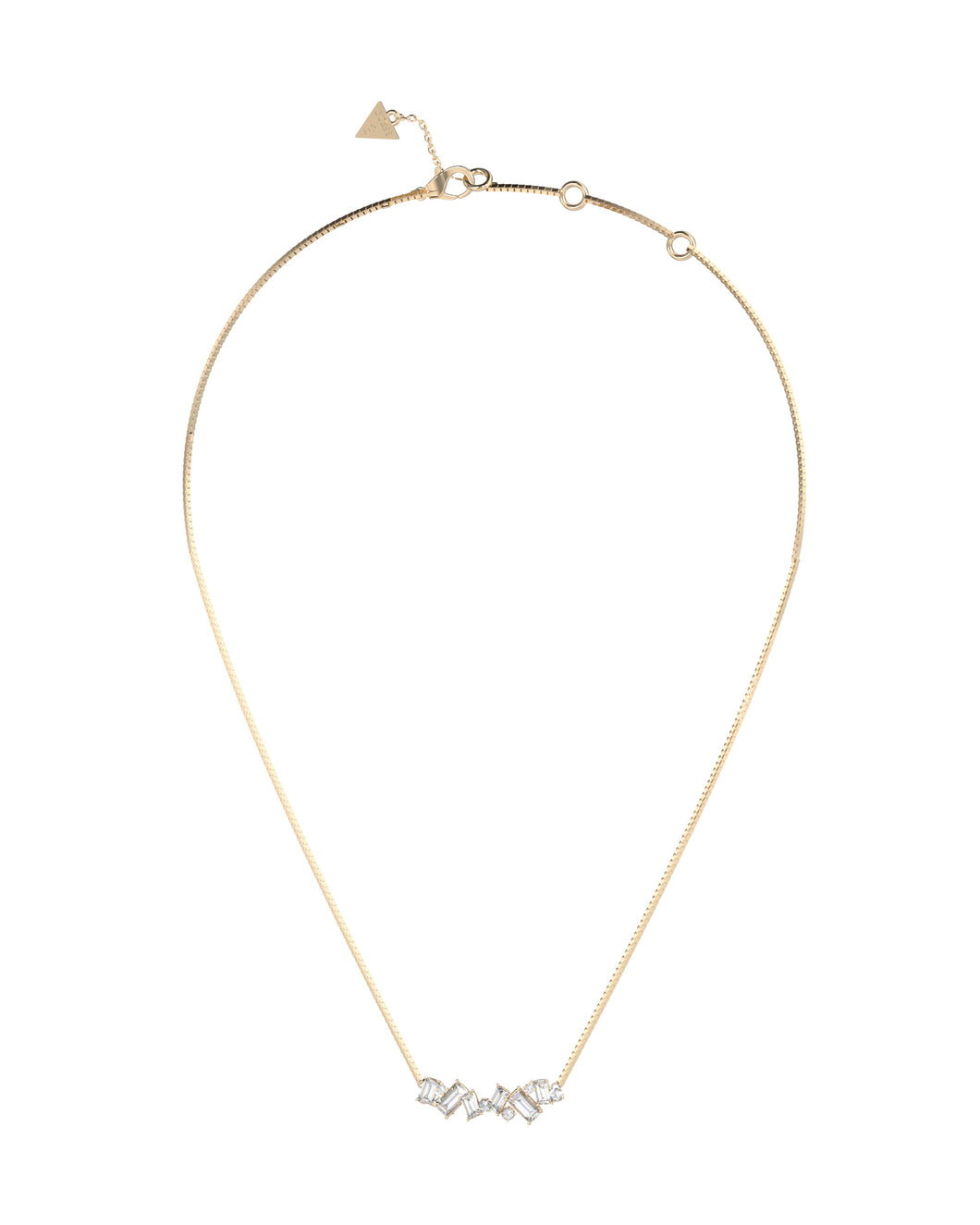 Guess Stainless Steel Gold Tone Multi Shape CZ Necklace SKU 3001648