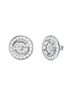 Guess Stainless Steel Silver Tone CZ Stud Earrings SKU 3001649