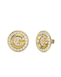 Guess Stainless Steel Gold Tone CZ Stud Earrings SKU 3001650
