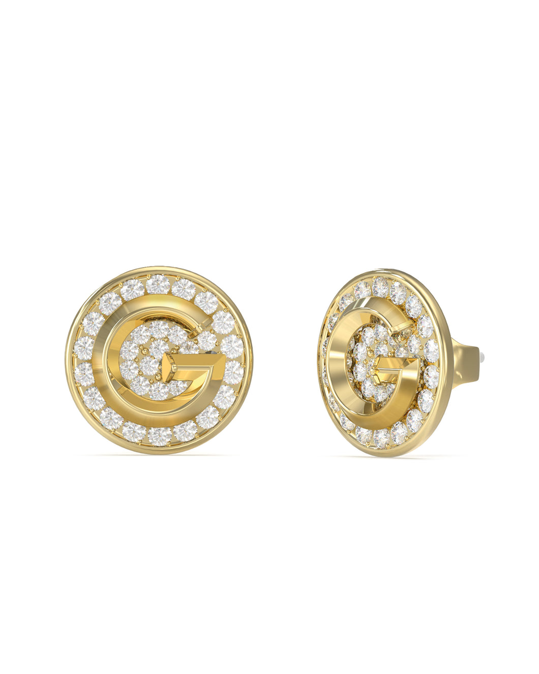 Guess Stainless Steel Gold Tone CZ Stud Earrings SKU 3001650
