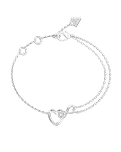 Guess Stainless Steel Silver Tone Heart and Infinity Linked Bracelet SKU 3001656