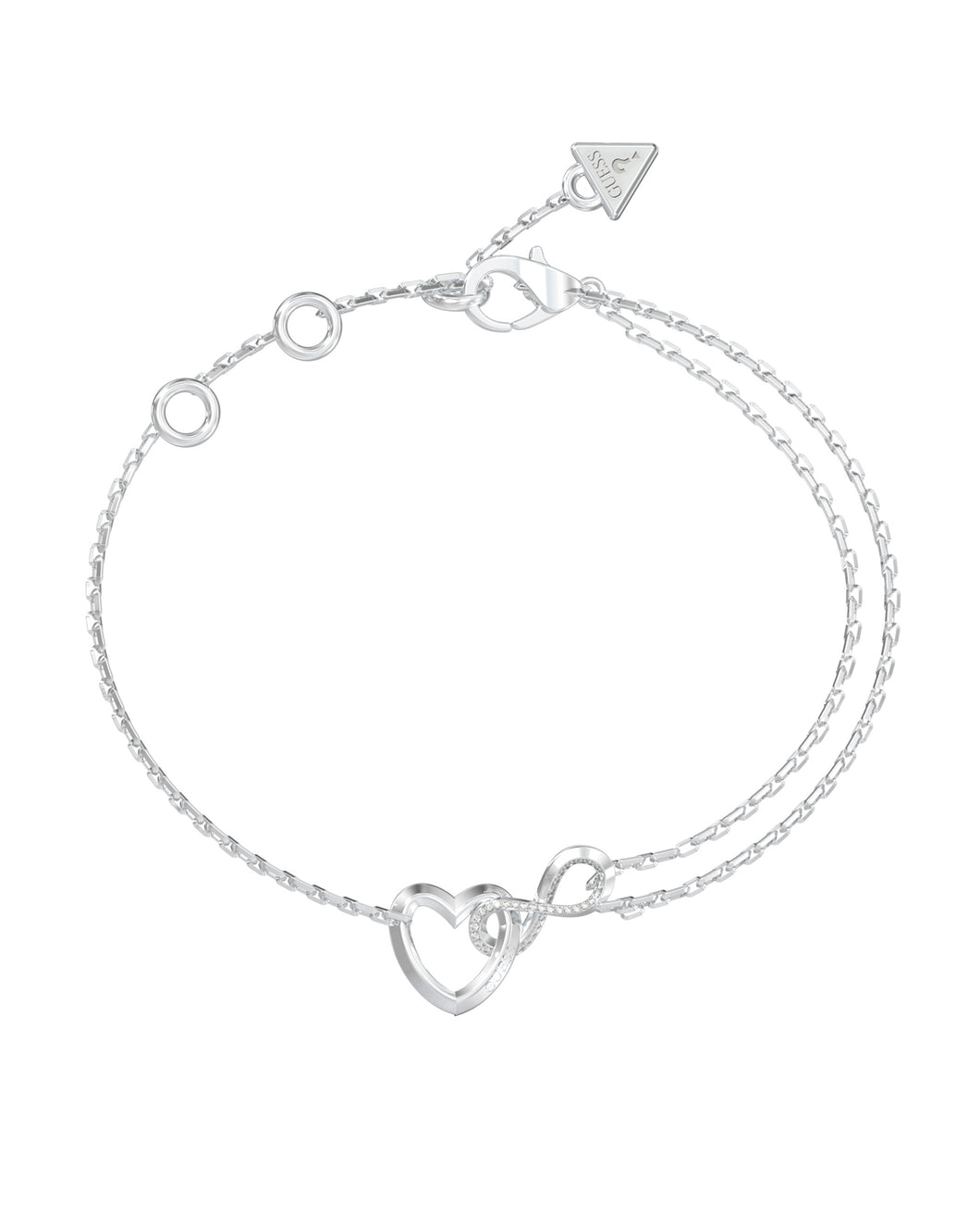 Guess Stainless Steel Silver Tone Heart and Infinity Linked Bracelet SKU 3001656