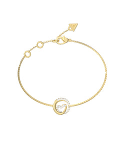 Guess Stainless Steel Gold Tone CZ Circle Heart Bracelet SKU 3001657