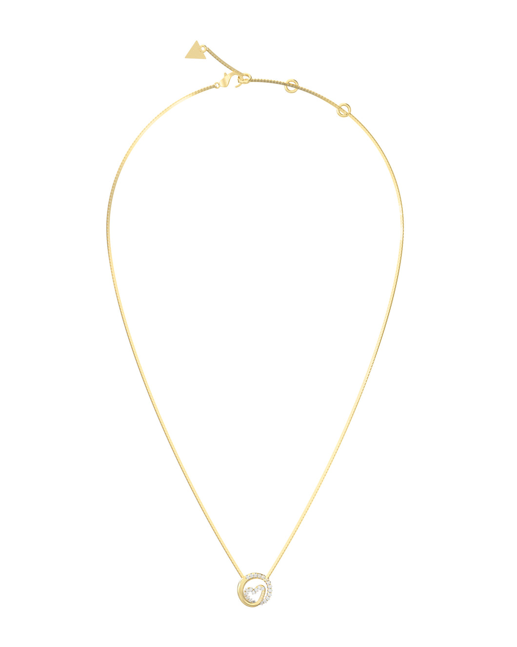 Guess Stainless Steel Gold Tone CZ Circle Heart Necklace SKU 3001659