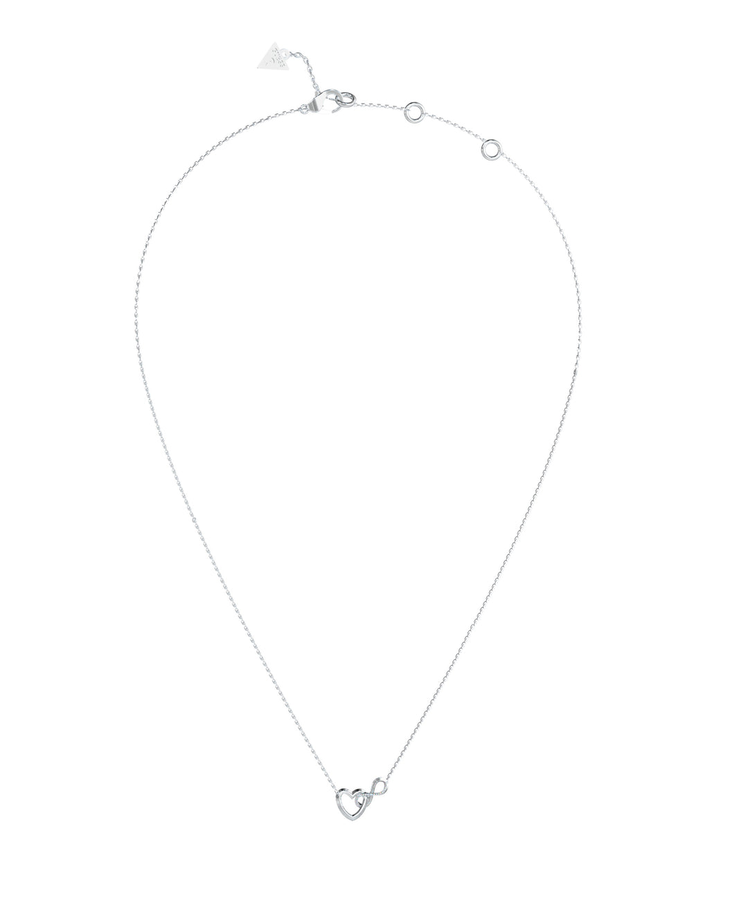 Guess Stainless Steel Silver Tone Heart and Infinity Linked Necklace SKU 3001660