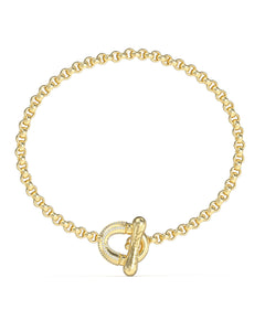 Guess Stainless Steel Gold Tone CZ Circle and TBar Bracelet SKU 3001661