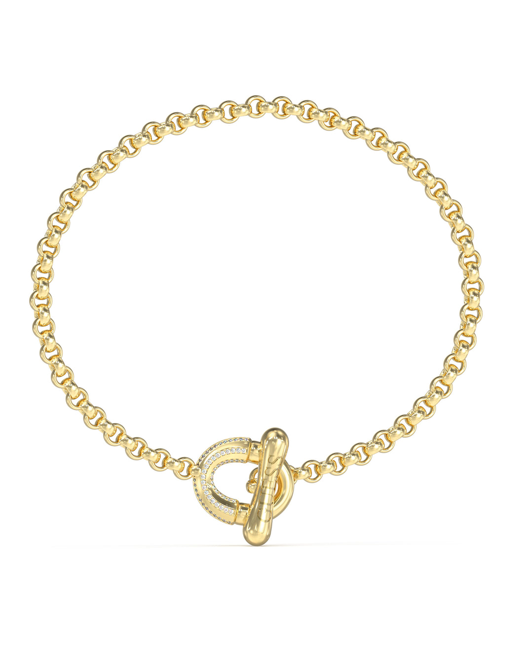 Guess Stainless Steel Gold Tone CZ Circle and TBar Bracelet SKU 3001661