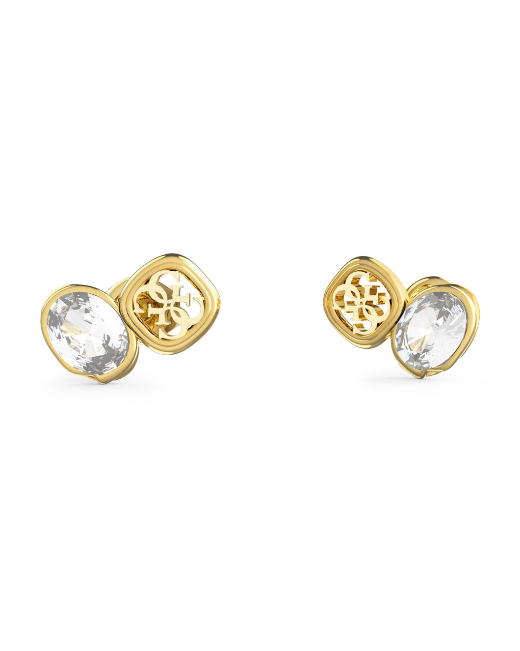 Guess Stainless Steel Gold Tone CZ and Plain Stud Earrings SKU 3001667