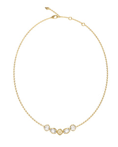Guess Stainless Steel Gold Tone Multi Shape CZ Necklace SKU 3001668