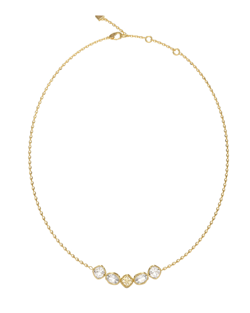 Guess Stainless Steel Gold Tone Multi Shape CZ Necklace SKU 3001668