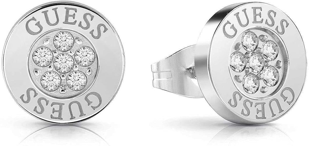 Guess Stainless Steel Silver Tone Stone Set Stud Earrings SKU 3001671