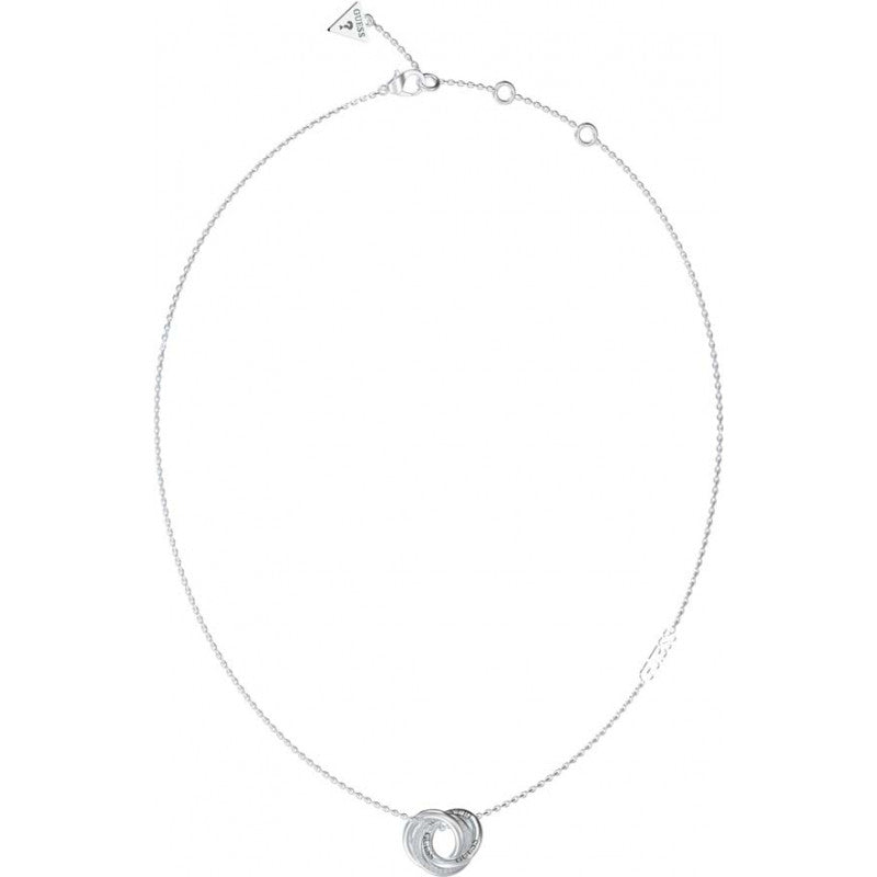 Guess Stainless Steel Silver Tone Triple Intertwined Circle Necklace SKU 3001676