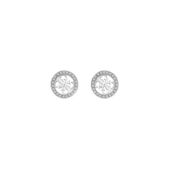 Guess Stainless Steel Silver Tone Stone Set Stud Earrings SKU 3001677