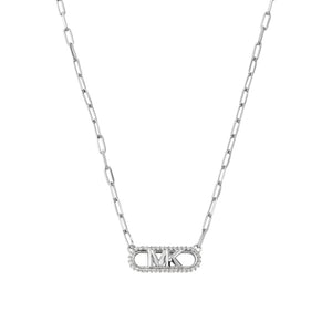 Michael Kors Sterling Silver Statement Paperlink Stone Set Necklace SKU 3010062