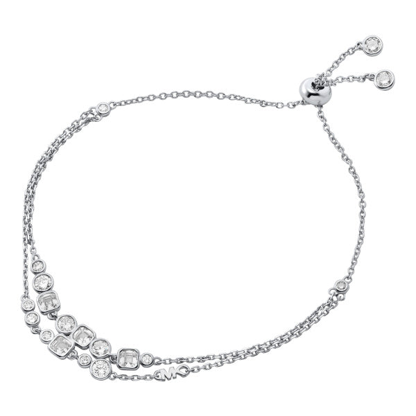 Sterling Silver Multi Shape Double Row CZ Bracelet SKU 3010077