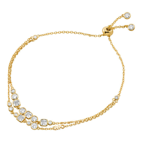 Sterling Silver Gold Finish Multi CZ Double Row Bracelet SKU 3010080