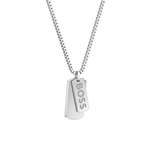 Gents Hugo Boss Stainless Steel Silver Tone Double Dog Tag Pendant SKU 3012001