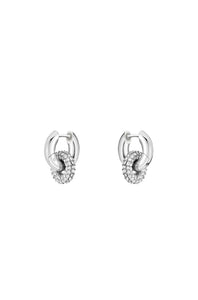 Ladies Hugo Boss Double Linked Circle Stone Set Hoop Earrings SKU 3012018